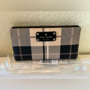 Kate Spade Black and Cream Checkered Wallet